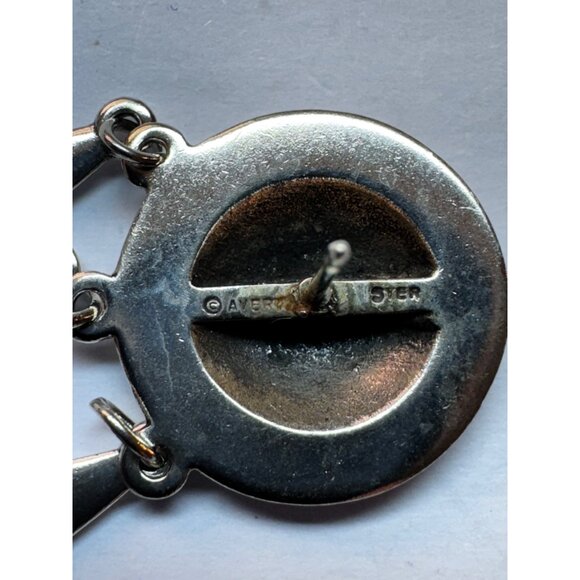 Vintage AVER Mexican Sterling Silver 925 Dome Dangle Drop Earrings 17mm Estate - Picture 9 of 9